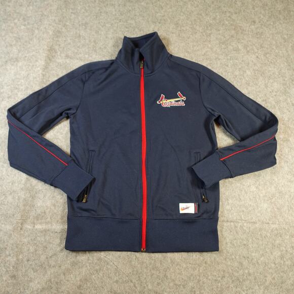 St Louis Cardinals Jacket Womens Large Nike MLB Full Zip Cooperstown Navy STL - Picture 1 of 10